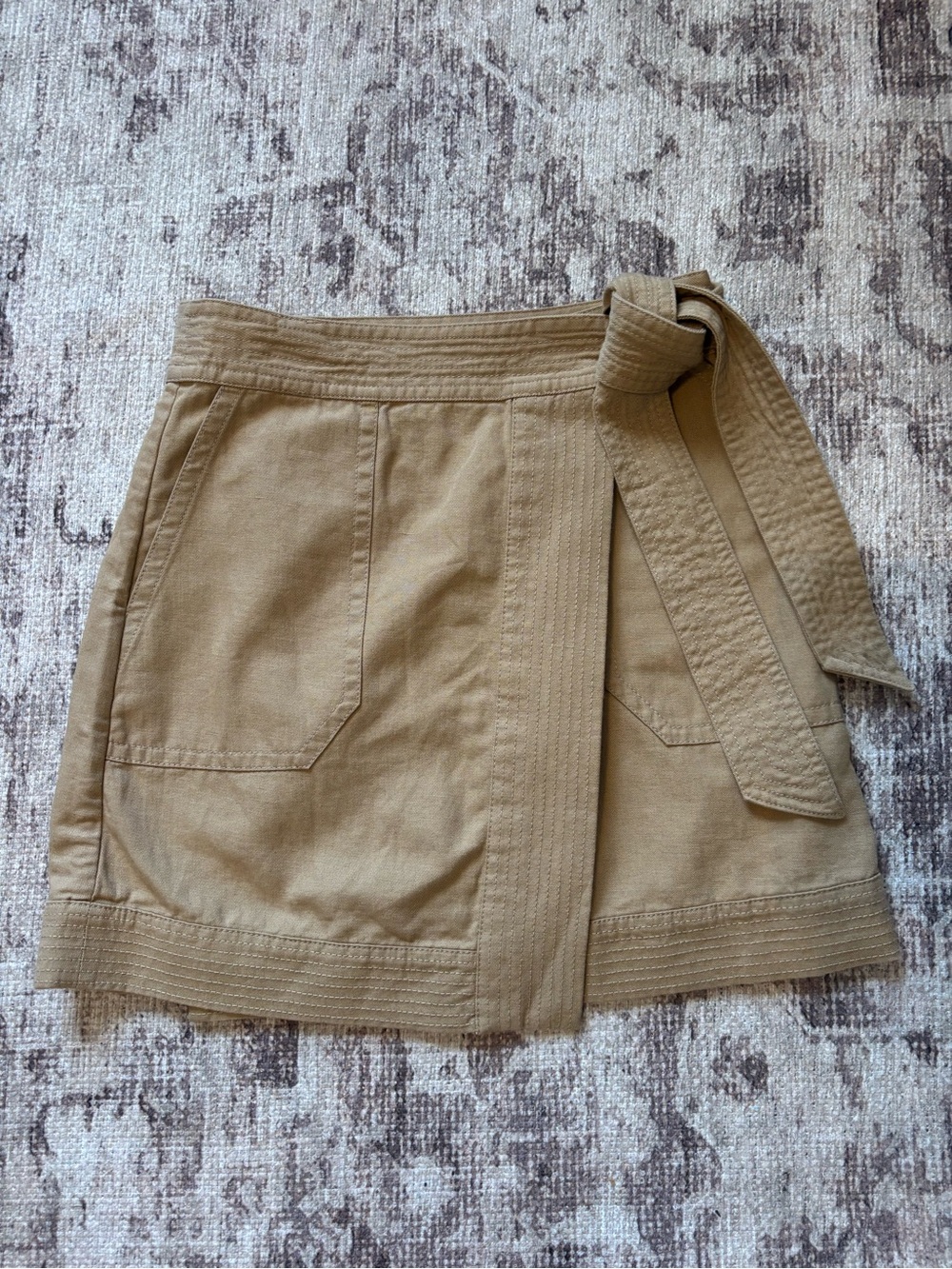 Banana Republic Utility Wrap Mini Skirt with Tie Belt - Khaki canvas